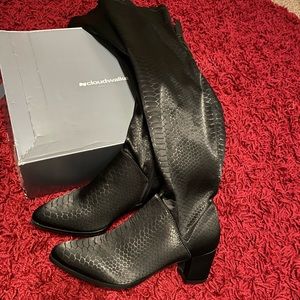 Like New Snakeskin like Black Knee High Boots